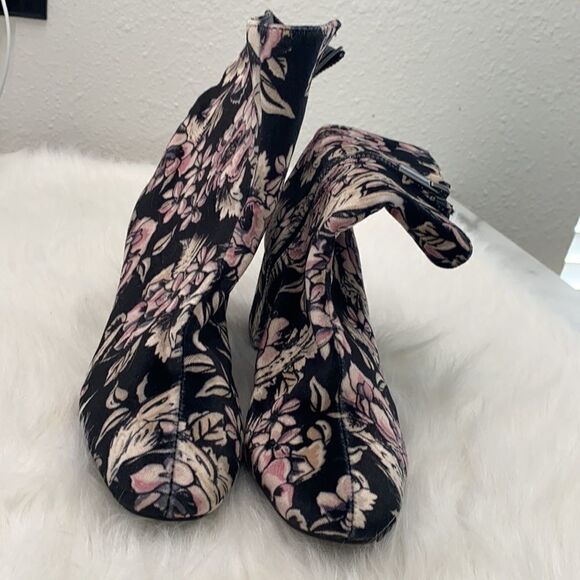 CATO VELVET FLORAL BOOTIES  - Picture 1 of 7